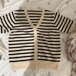 Striped Black and Cream Women's Sweater